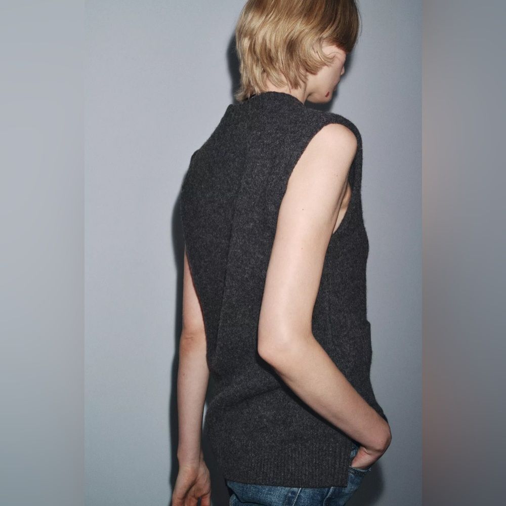 ZARA LONG WOOL BLEND VEST - Picture 4 of 6